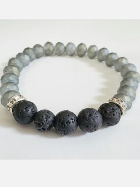 Smokey Quartz essential oil diffuser aromatherapy lava bead bracelet NWT